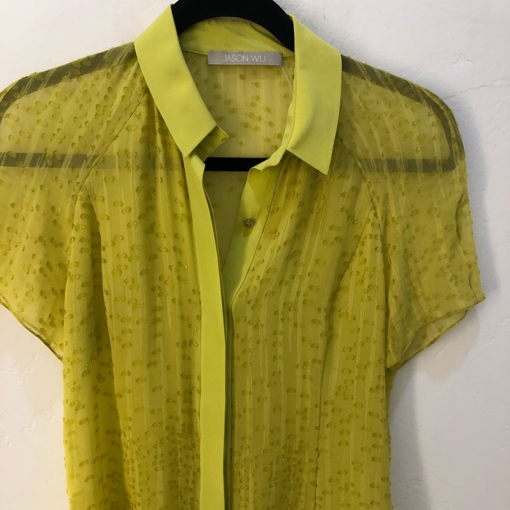 JASON WU WOMENS ACID YELLOW BLOUSE SIZE SMALL